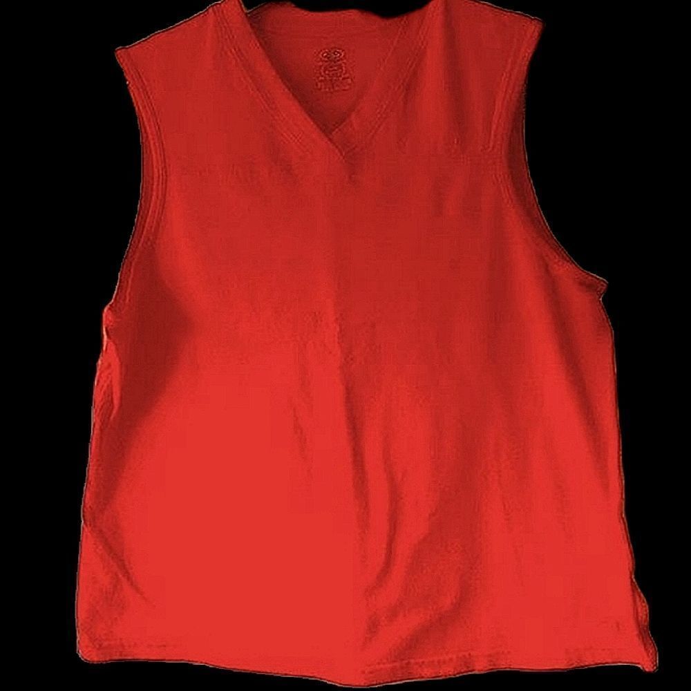 Champion Tomato Red V Neck Cotton Tank Top size L